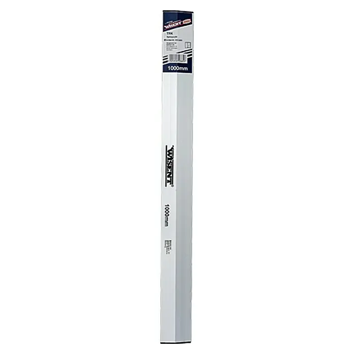 Wisent Aluminium-AbziehlatteLänge: 100 cm, Trapez - Abbildung einer weißen Wisent TRX-Profilleiste, 1000mm lang, ideal für verschiedene Anwendungen im Bau- und Heimwerkerbereich.