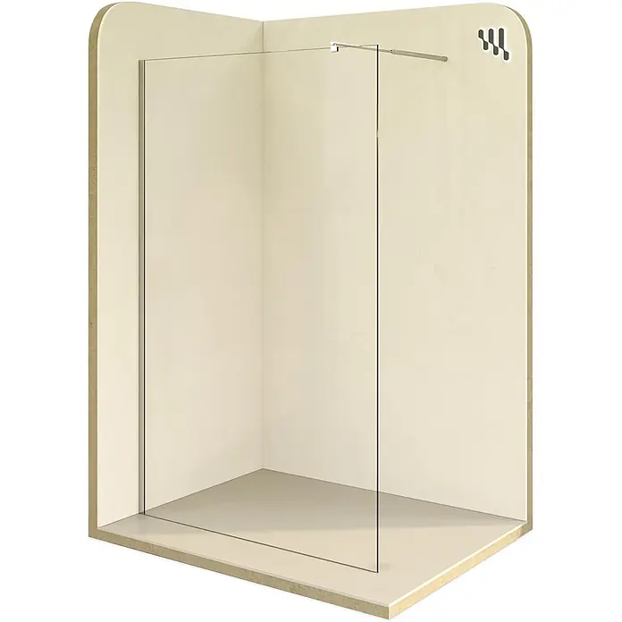 i-flair Duschwand Fiona 110x200 cm 10 mm - B x H: 110 x 200 cm - Klare Glas-Walk-in-Duschwand mit silberner Haltestange für Eckmontage.