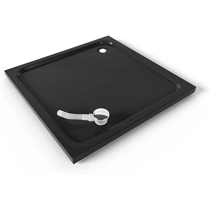 i-flair Duschwanne SHIMMER 80x80 cm - L x B: 80 x 80 cm, Verbundwerkstoff, Schwarz - Schwarze Duschwanne mit Abflussloch und flexiblem Ablaufset.