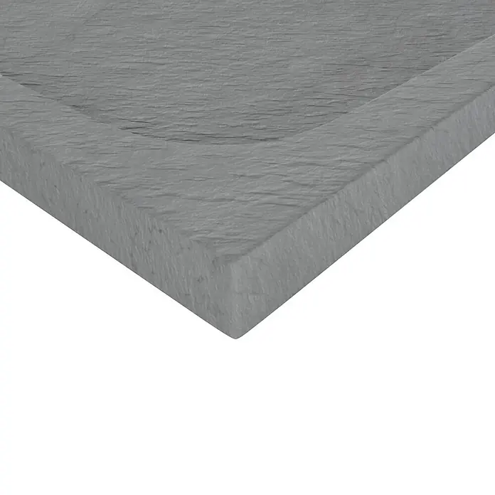 i-flair Duschwanne Shimmer STONE 80x80 cm - L x B: 80 x 80 cm, Verbundwerkstoff, Grau - Graue texturierte Duschwanne in Steinoptik mit erhöhtem Rand und dezenter Beckenform.