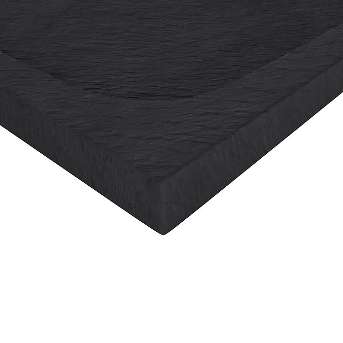 i-flair Duschwanne Shimmer STONE 100x120 cm - L x B: 120 x 100 cm, Verbundwerkstoff, Schwarz - Dunkelgraue, texturierte Oberfläche in Schieferoptik mit leicht erhöhter Kante.