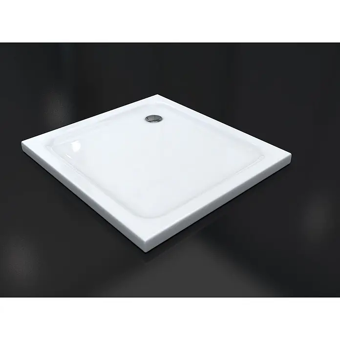i-flair Duschwanne Shimmer 95x95 cm - L x B: 95 x 95 cm, Verbundwerkstoff, Weiss - Weisse quadratische Duschwanne mit Chromablauf.