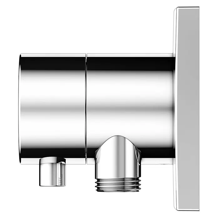 Keuco Duschsystem mit Einhebelmischer, Hand- und Kopfbrause, eckig, verchromt - Anzahl Strahlarten: 1 Stk., Chrom - Verchromter Dusch-Wandanschlussbogen mit Gewindeauslass und rechteckiger Wandrosette.
