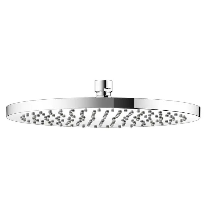 Keuco Duschsystem mit Einhebelmischer, Hand- und Kopfbrause, rund, verchromt - Anzahl Strahlarten: 1 Stk., Chrom - Runder Chrom-Regenduschkopf mit grauen Düsen.