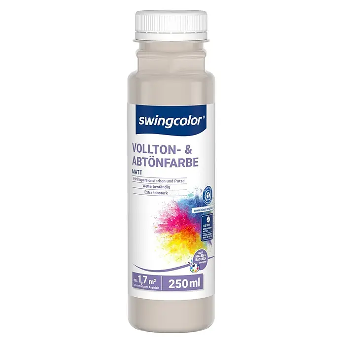 swingcolor Vollton- & Abtönfarbe - Zinngrau, Matt, 250 ml - Swingcolor matte Vollton- & Abtönfarbe in einer 250ml Flasche, geeignet zum Malen und Basteln.