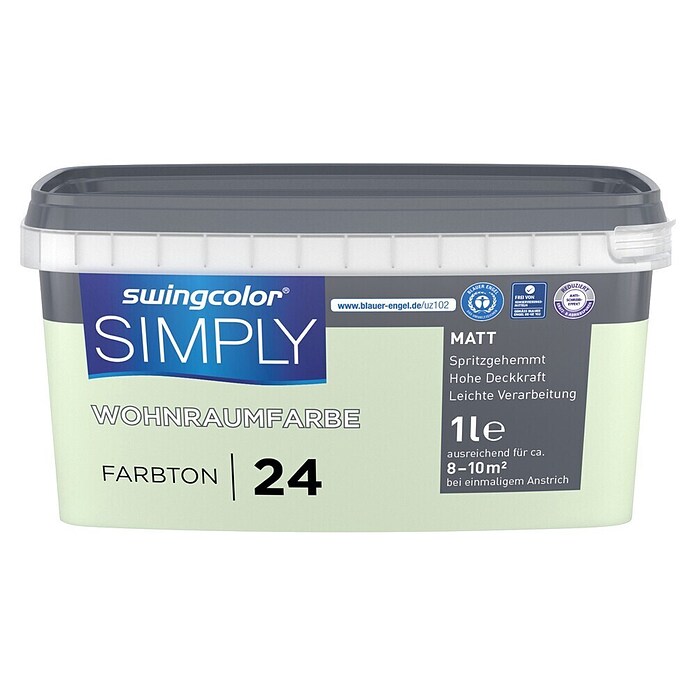 swingcolor Wandfarbe SIMPLY Grün (Grün - Nr. 24, 1 l, Matt)