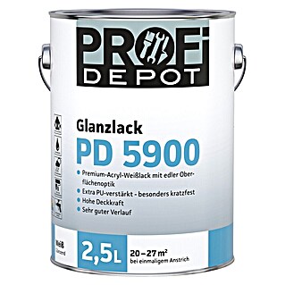 Profi Depot PD Weißlack Glanzlack PD 5900 (Weiß, Glänzend, 2,5 l, Wasserbasiert)