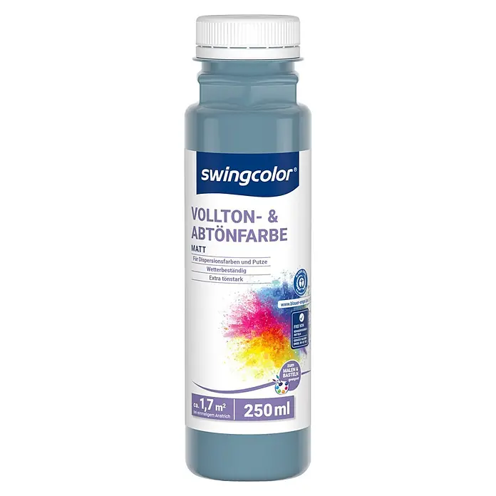 swingcolor Vollton- & Abtönfarbe - Jeansblau, Matt, 250 ml - Eine 250ml swingcolor matte Vollton- & Abtönfarbe in Hellgrau, geeignet zum Malen und Basteln.