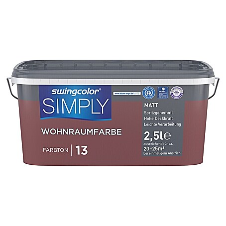 swingcolor Wandfarbe SIMPLY (Rot - Nr. 13, 2,5 l)