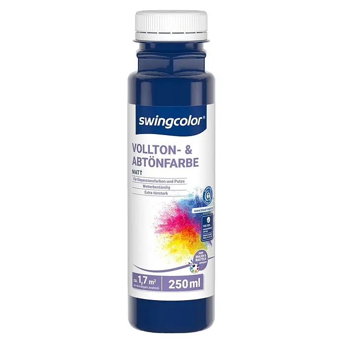 swingcolor Vollton- & Abtönfarbe - Blau, Matt, 250 ml - Blaue swingcolor Vollton- & Abtönfarbe matt, 250 ml, für Dispersionsfarben und Basteln.