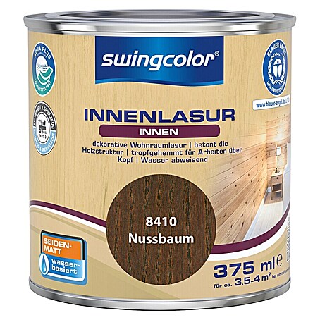swingcolor Holzlasur Innenlasur (Nussbaum, 375 ml)