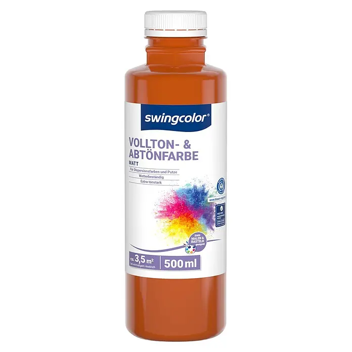 swingcolor Vollton- & Abtönfarbe - Terracotta, Matt, 500 ml - Braune swingcolor 500ml matte Vollton- & Abtönfarbe, geeignet zum Malen und Basteln.