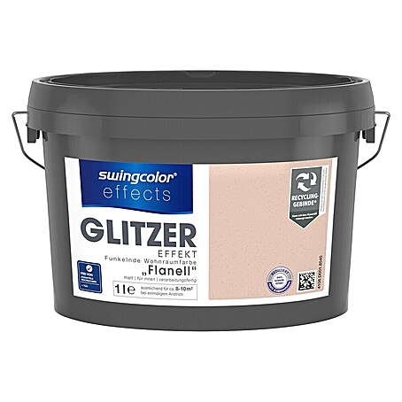 swingcolor effects Farbeffektputz Funkelnde Wohnraumfarbe mit Glitzer-Effekt (Flanell, 1 l)