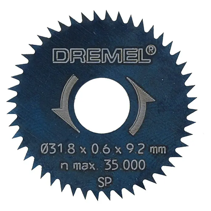 Dremel Kreissägeblatt Mod. 546Arbeitsdurchmesser: 31,8 mm, Passend für: Dremel Kreissägevorsatz, 2 Stk. - Dremel Sägeblatt mit gezacktem Rand, ideal zum Schneiden verschiedener Materialien mit hoher Präzision und maximaler Leistung.