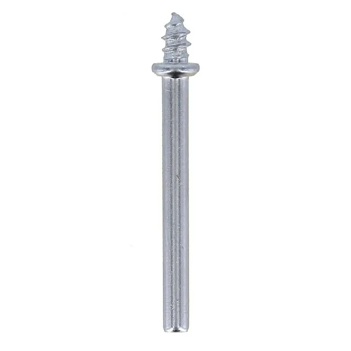 Dremel Aufspanndorn Mod. 401 - 3 Stk., Passend für: Polierzubehör - Nahaufnahme eines silberfarbenen Metallstifts mit einem Schraubenkopf auf einem weißen Hintergrund.
