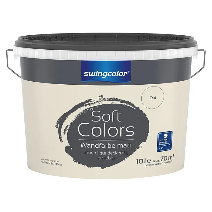 swingcolor Soft Colors Wandfarbe - Oat, Matt, 10 l - Swingcolor Soft Colors 10L Eimer matte Wandfarbe in Haferfarbe, deckt ca. 70m².