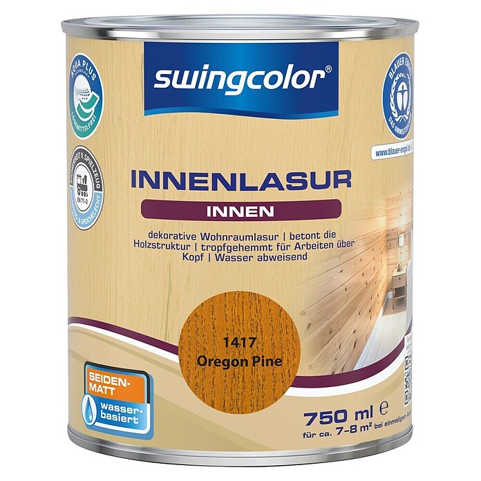 swingcolor Holzlasur Innenlasur (Oregon pine / Honig, 750 ml, Seidenmatt) | BAUHAUS