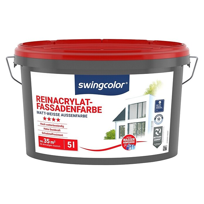 swingcolor Reinacrylat-Fassadenfarbe (Schneeweiß, 5 l, Matt)