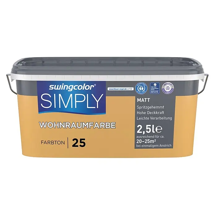 swingcolor Wandfarbe SIMPLY - Nr. 25, 2,5 l - Swingcolor Simply Matt Wohnraumfarbe Eimer, 2,5L, in Beige/Hellbraun.