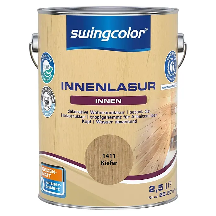 swingcolor Holzlasur Innenlasur - Kiefer, 2,5 l, Seidenmatt - Swingcolor Kiefer Innenlasur, seidenmatt, wasserbasiert, 2,5L Dose.