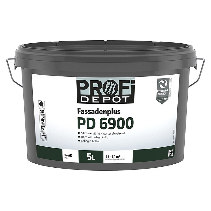 Profi Depot PD Fassadenfarbe Fassadenplus PD 6900 (Weiß, 5 l)