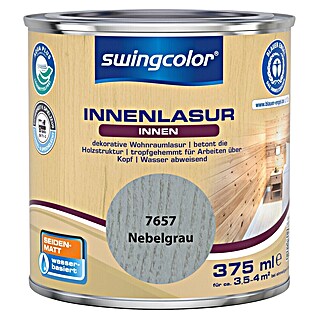 swingcolor Holzlasur Innenlasur (Nebelgrau, 375 ml, Seidenmatt)