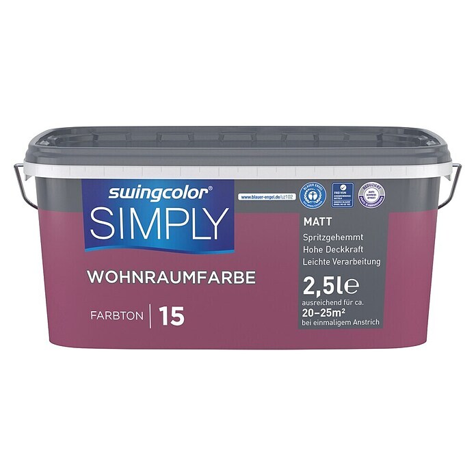 swingcolor Wandfarbe SIMPLY (Rot - Nr. 15, 2,5 l, Matt)