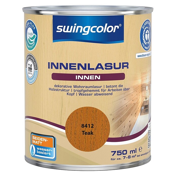 swingcolor Holzlasur Innenlasur (Teak, 750 ml, Seidenmatt) | BAUHAUS
