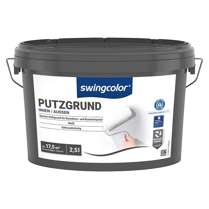 swingcolor Putzgrund - 2,5 l, Weiß - Grauer Eimer swingcolor PUTZGRUND Grundierung, 2,5L, für ca. 17,5m².