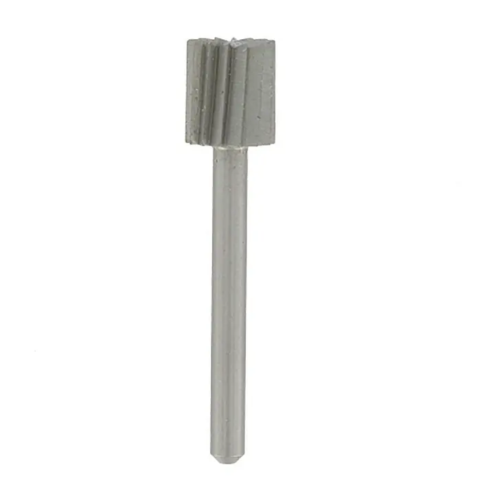 Dremel Fräsmesser 115 - Durchmesser Kopf: 7,8 mm, Zylinderkopf, Hartmetall, 2 Stk. - Nahaufnahme eines zylindrischen Fräsers mit Schaft, der zum Formen und Schneiden von Materialien verwendet wird.