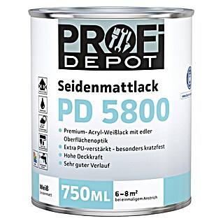 Profi Depot PD Weißlack Seidenmattlack PD 5800 (Weiß, Seidenmatt, 750 ml, Wasserbasiert)