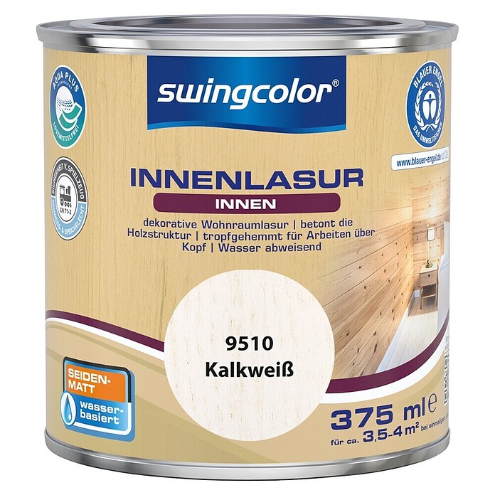 swingcolor Holzlasur Innenlasur (Kalkweiß, 375 ml, Seidenmatt) | BAUHAUS