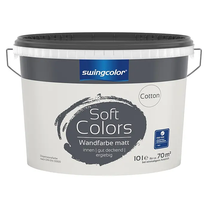 swingcolor Soft Colors Wandfarbe - Cotton, Matt, 10 l - Swingcolor Soft Colors Wandfarbe matt, Farbton Cotton, 10 Liter Eimer.