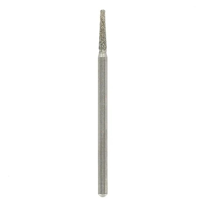 Dremel Diamant-Schleifstifte Mod. 7134 - Durchmesser Kopf: 2 mm, 2 Stk. - Nahaufnahme eines spitzen Schleifstifts mit Diamantbeschichtung für Präzisionsarbeiten, ideal für Gravur- und Detailarbeiten.