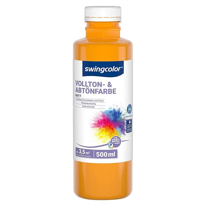 swingcolor Vollton- & Abtönfarbe - Signalgelb, Matt, 500 ml - swingcolor gelbe Vollton- & Abtönfarbe in einer 500ml Flasche, geeignet zum Malen und Basteln.