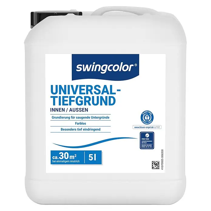swingcolor Tiefengrund - 5 l - Weißer 5-Liter-Kunststoffkanister Swingcolor Universal-Tiefgrund für innen und außen, farblos, für ca. 30 m².