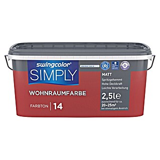 swingcolor Wandfarbe SIMPLY (Rot - Nr. 14, 2,5 l)