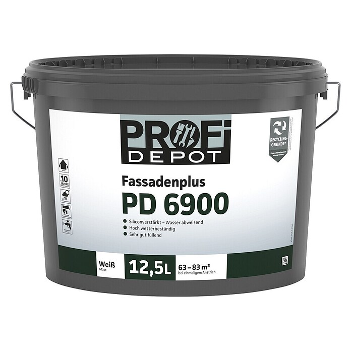 Profi Depot PD Fassadenfarbe Fassadenplus PD 6900 (Weiß, 12,5 l)