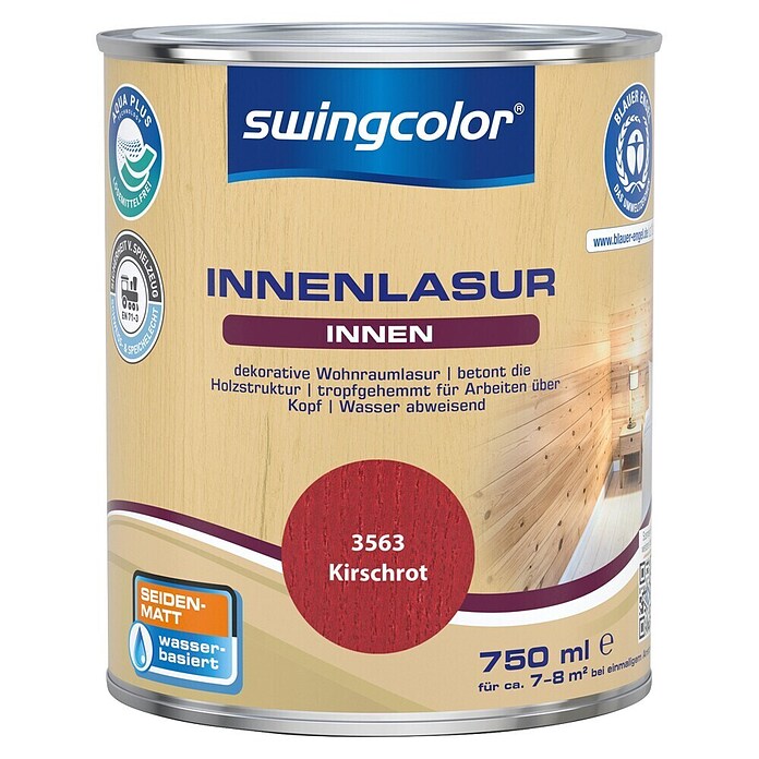 swingcolor Holzlasur Innenlasur (Kirschrot, 750 ml, Seidenmatt) | BAUHAUS
