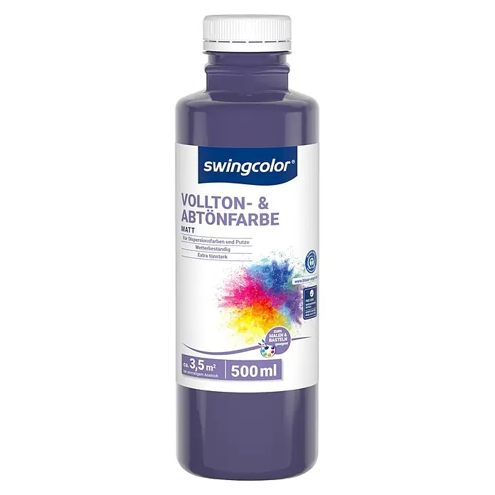 swingcolor Vollton- & Abtönfarbe - Violett, Matt, 500 ml - Violette swingcolor Vollton- & Abtönfarbe matt in 500ml Flasche.