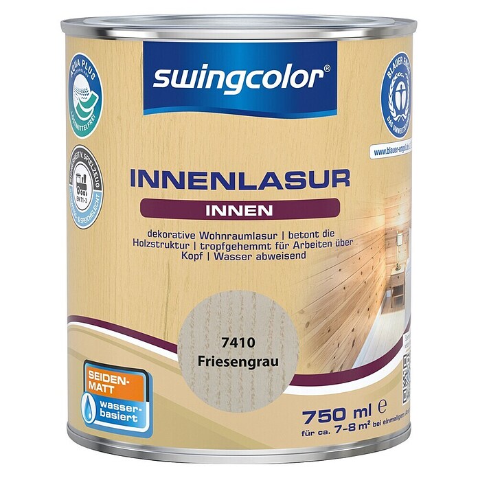 swingcolor Holzlasur Innenlasur (Friesengrau, 750 ml, Seidenmatt) | BAUHAUS