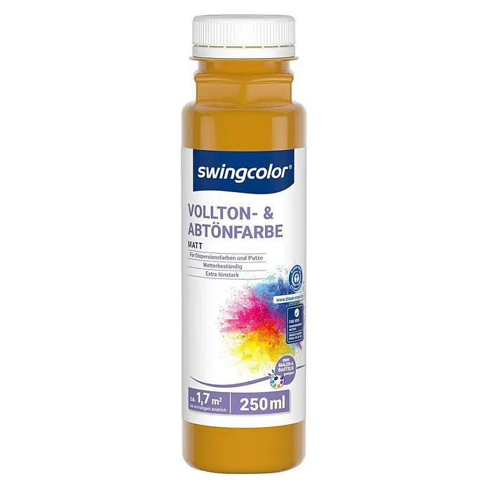 swingcolor Vollton- & Abtönfarbe - Ocker, Matt, 250 ml - Gelbe 250ml Vollton- & Abtönfarbe in einer Flasche, matt, wetterbeständig, zum Malen & Basteln geeignet.