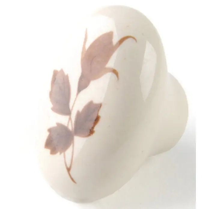 SOTECH Möbelknopf Inga - Durchmesser: 22 mm, Porzellan, cremeweiß - Cremefarbener Keramik-Möbelknauf mit braunem Blumenmuster.
