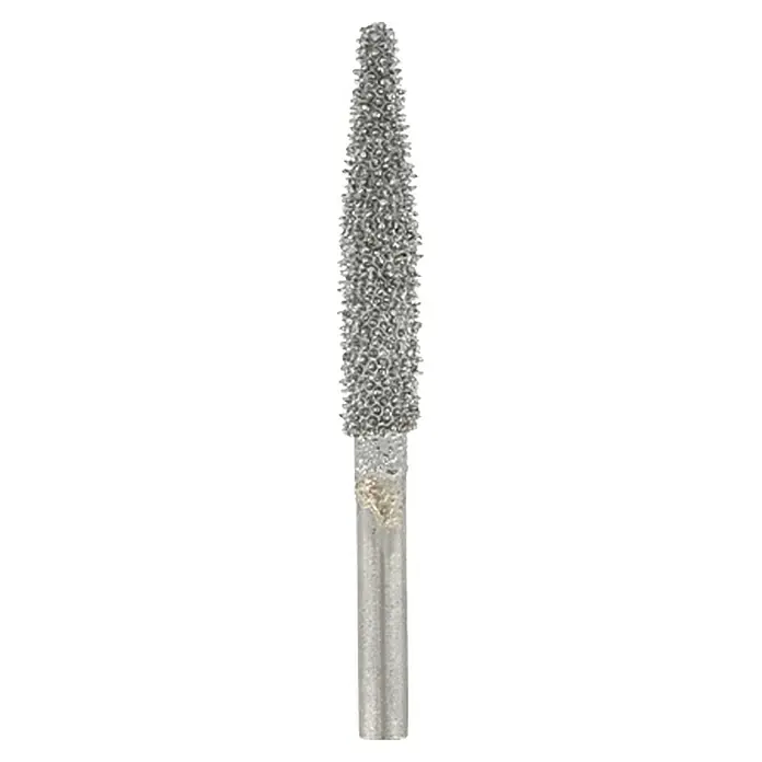 Dremel Fresa de carburo de tungsteno Mod. 9931 - Diámetro de trabajo: 6,4 mm, Dentado en punta - Primer plano de una punta de esmeril con vástago cilíndrico, ideal para trabajos de esmerilado y grabado precisos.