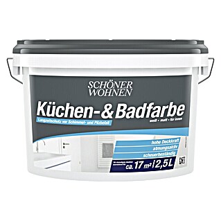 SCHÖNER WOHNEN-Farbe Bad- & Küchenfarbe (Weiß, 2,5 l, Matt)