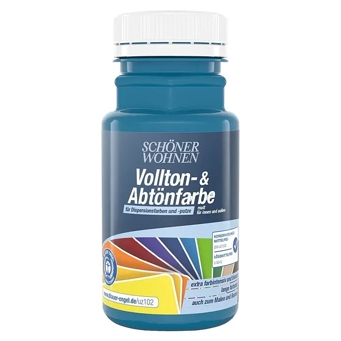 SCHÖNER WOHNEN-Farbe Vollton- & Abtönfarbe - Capriblau, Matt, 125 ml - Blaue Flasche SCHÖNER WOHNEN Vollton- & Abtönfarbe, matt, für innen und außen.