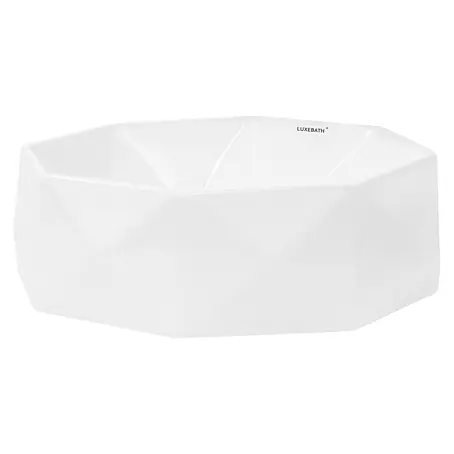 LuxeBath Waschbecken Keramik in Weiß glänzend Ø42x13,5 cm Diamant Design