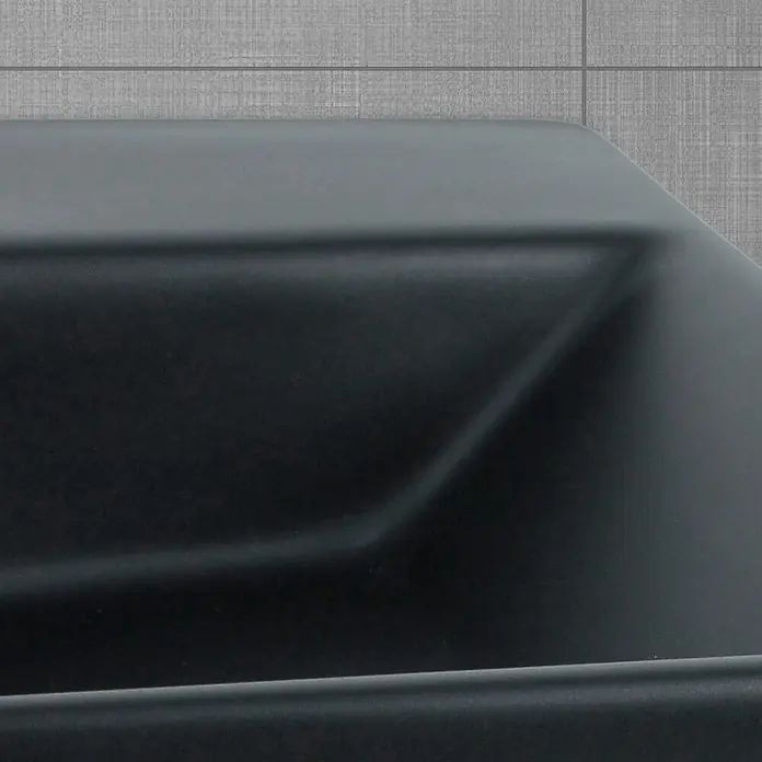 LuxeBath Waschbecken Keramik in Schwarz matt 51,5x36x13cm Waschtisch Becken -  - Dunkelgraues, mattes rechteckiges Waschbecken mit abgerundeten Kanten.