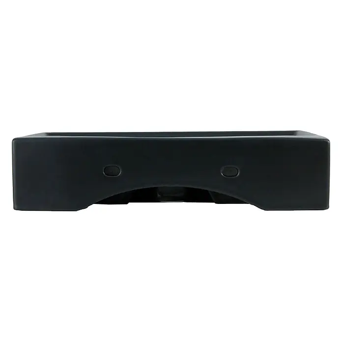 LuxeBath Waschbecken Keramik in Schwarz matt 51,5x36x13cm Waschtisch Becken -  - Dunkelgrauer rechteckiger Sockel mit zwei ovalen Vertiefungen vorne und zentralem Ausschnitt unten.
