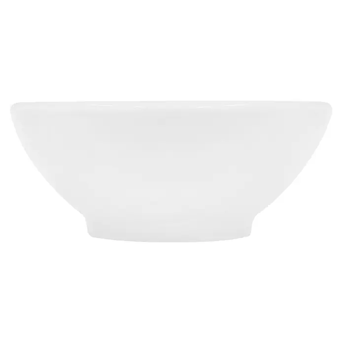 LuxeBath Waschbecken Keramik Ø 420 x 170 mm Rund Weiß mit Ablaufgarnitur -  - Mattweißer, ausgestellter Glasschirm.